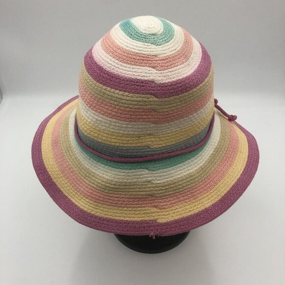 Jaclyn Smith Pastel Stripe Wide Brim Sun Hat | Packable Beach Resort Hat main image 8